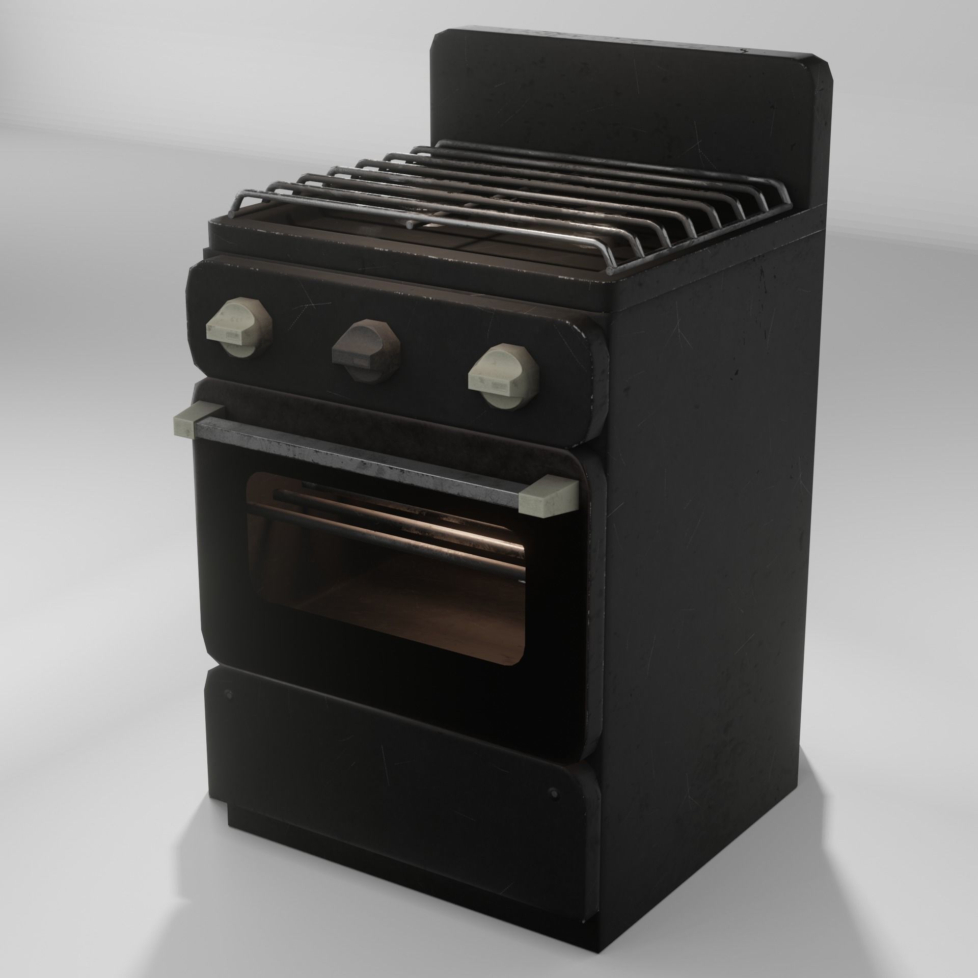 Gas range old post-soviet 2 Burners PBR low-poly game-ready Low-poly 3D model_1
