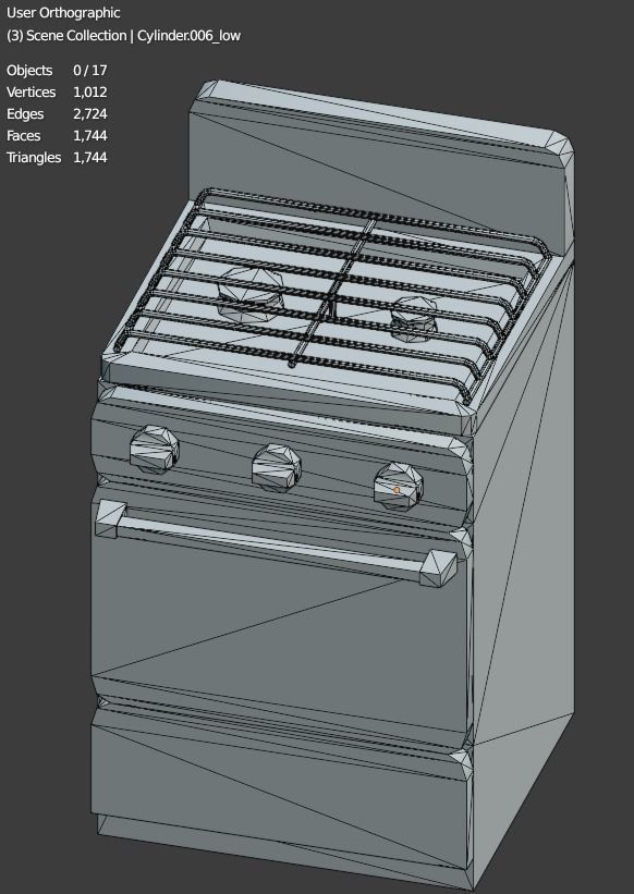 Gas range old post-soviet 2 Burners PBR low-poly game-ready Low-poly 3D model_12
