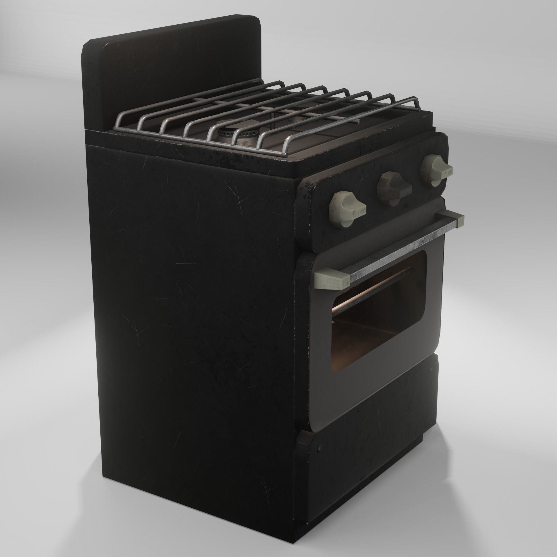Gas range old post-soviet 2 Burners PBR low-poly game-ready Low-poly 3D model_2