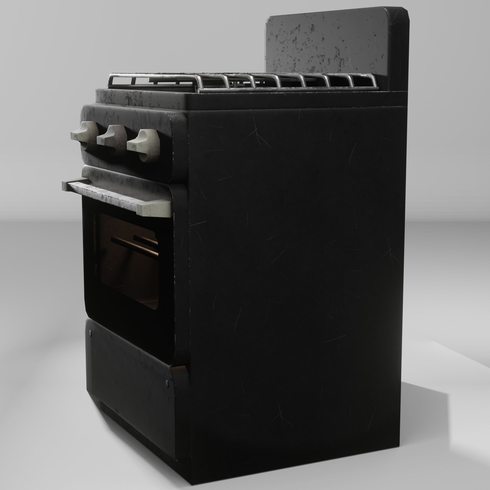 Gas range old post-soviet 2 Burners PBR low-poly game-ready Low-poly 3D model_4