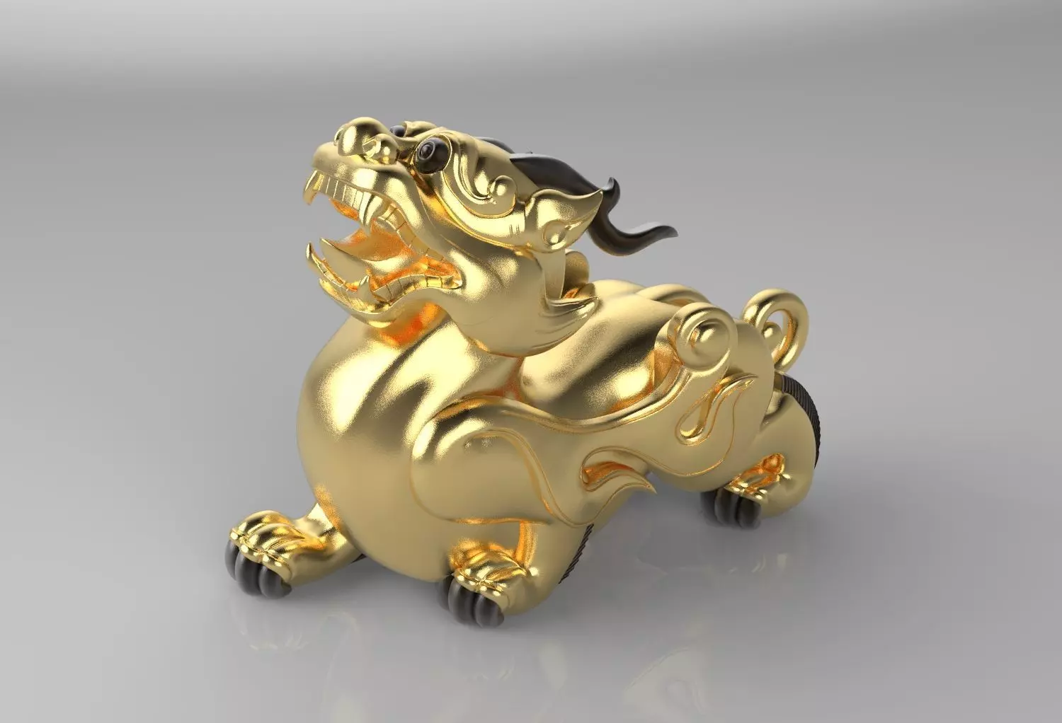 Pixiu gold dragon figurine 3D model
