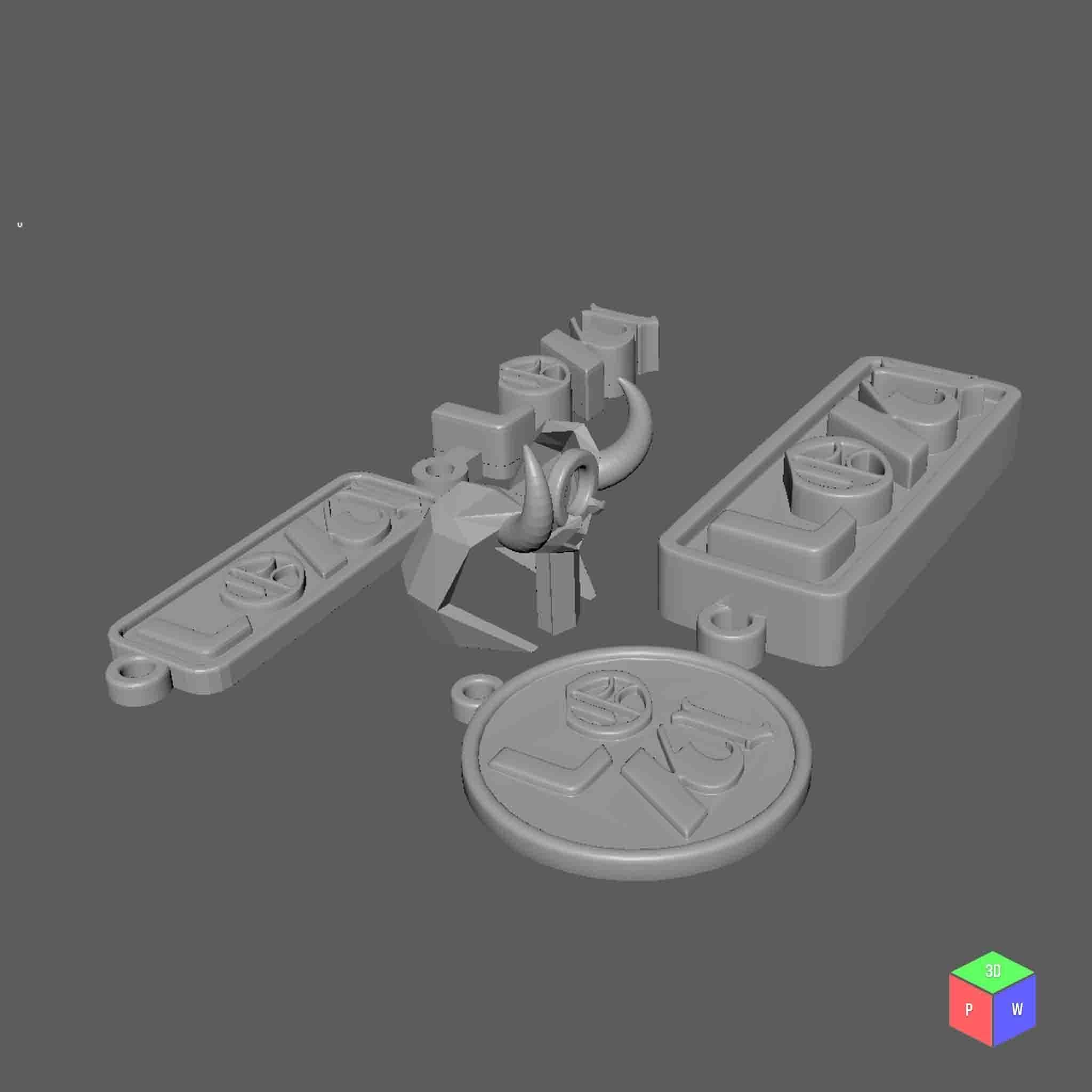 LOKI KEYRING SET OF 5 3D print model_12