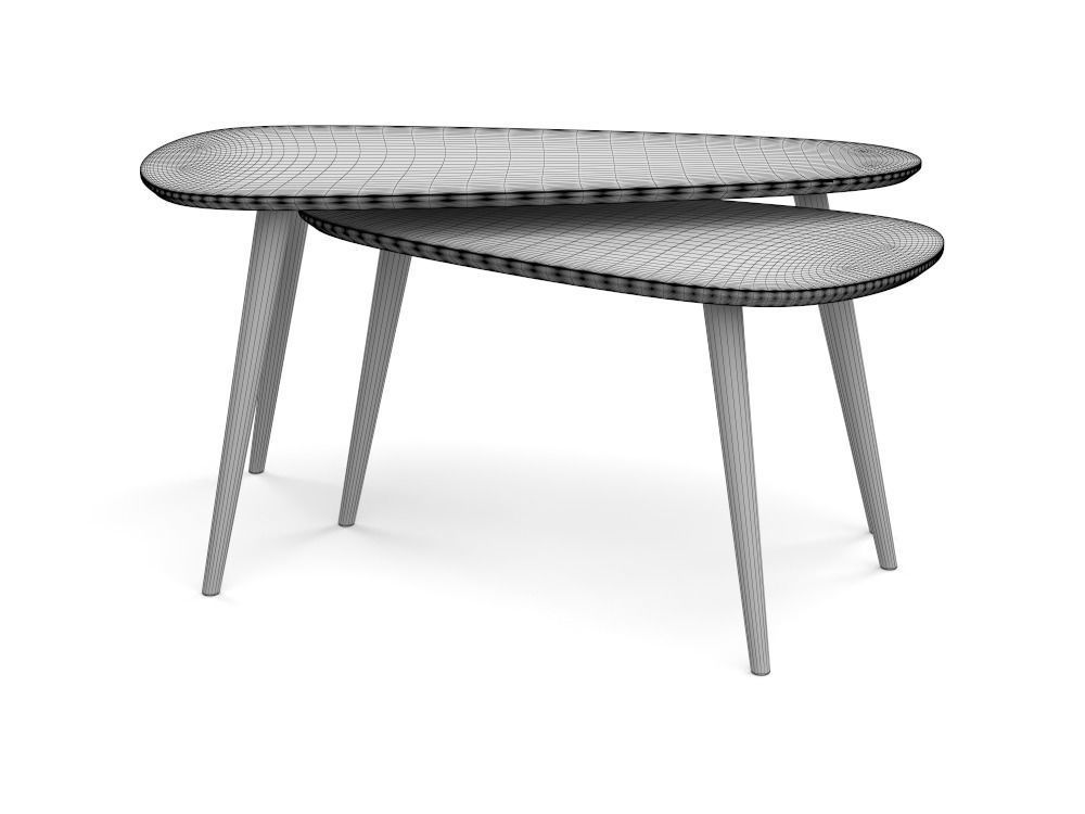 Set coffee tables PBR low-poly Low-poly 3D model_1