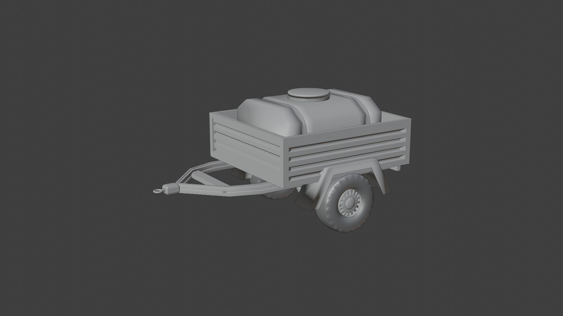 Military Water Bowser on Trailer Low-poly 3D model_3