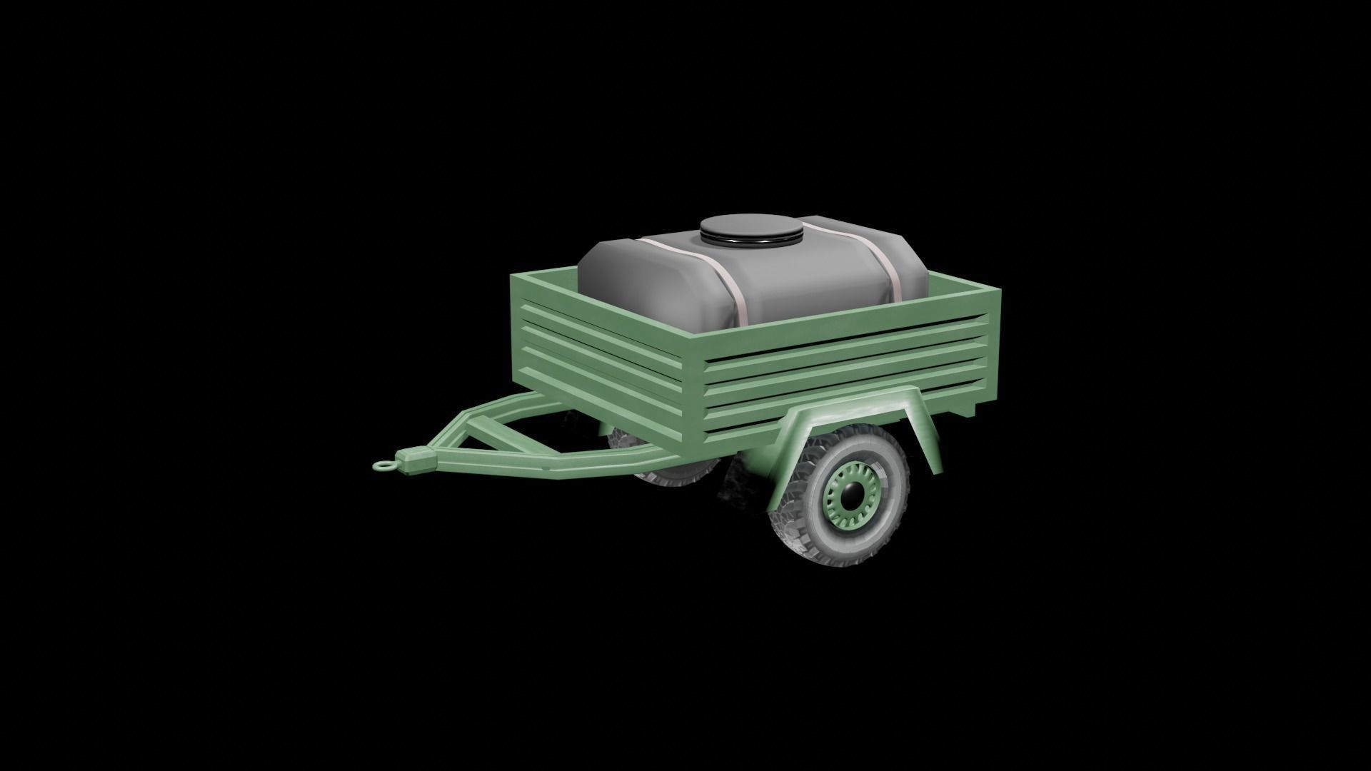 Military Water Bowser on Trailer Low-poly 3D model_4