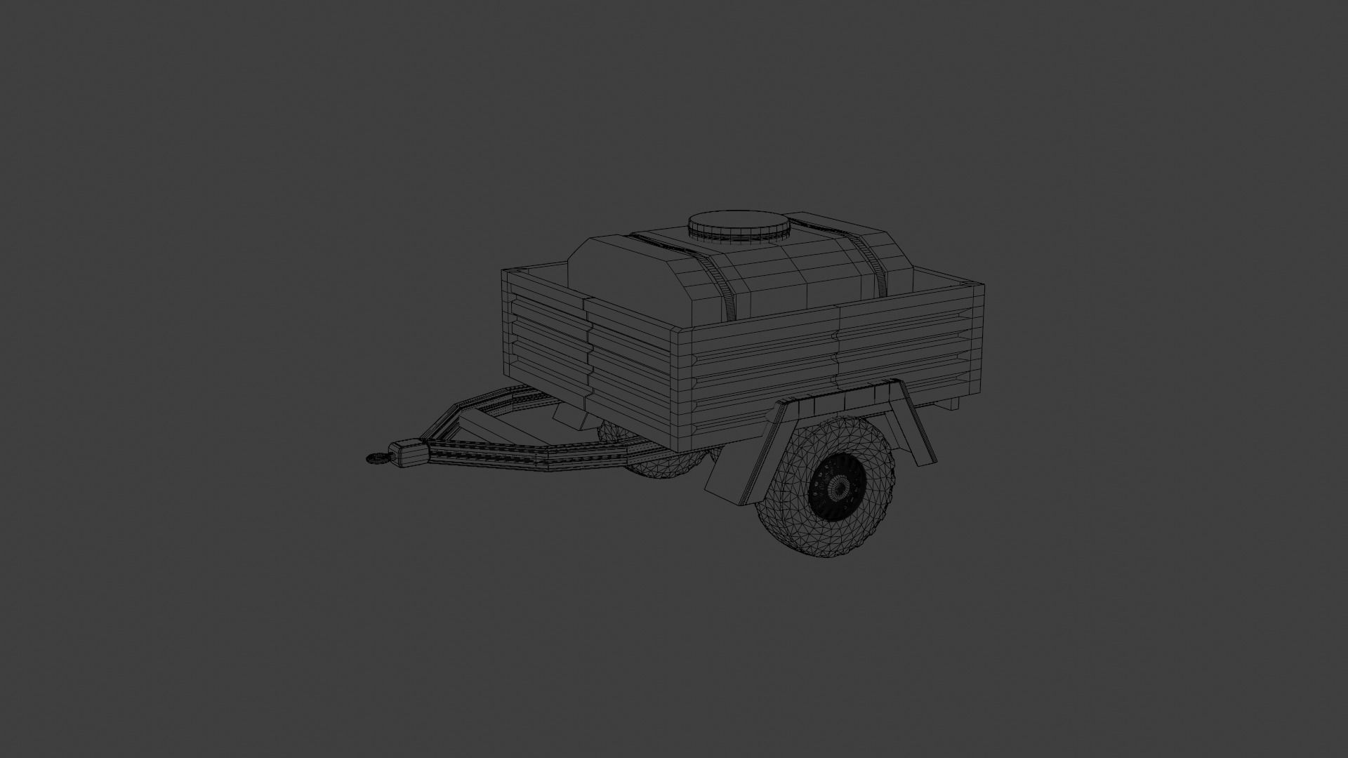 Military Water Bowser on Trailer Low-poly 3D model_2