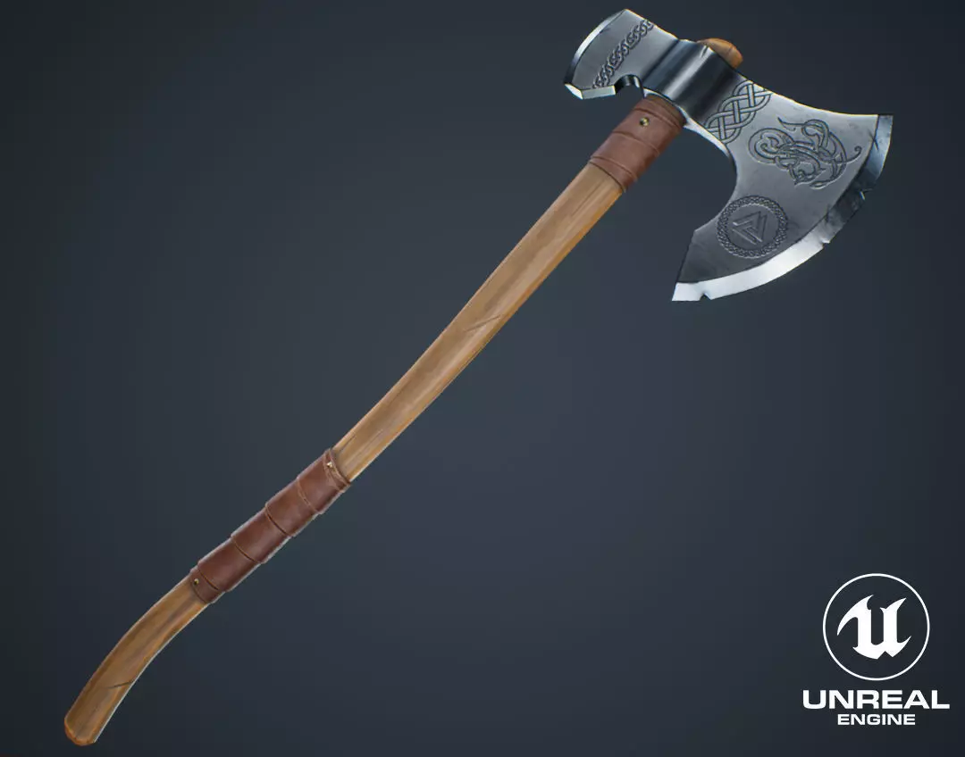 Viking Weapons - Large Axe II Low-poly 3D model_0