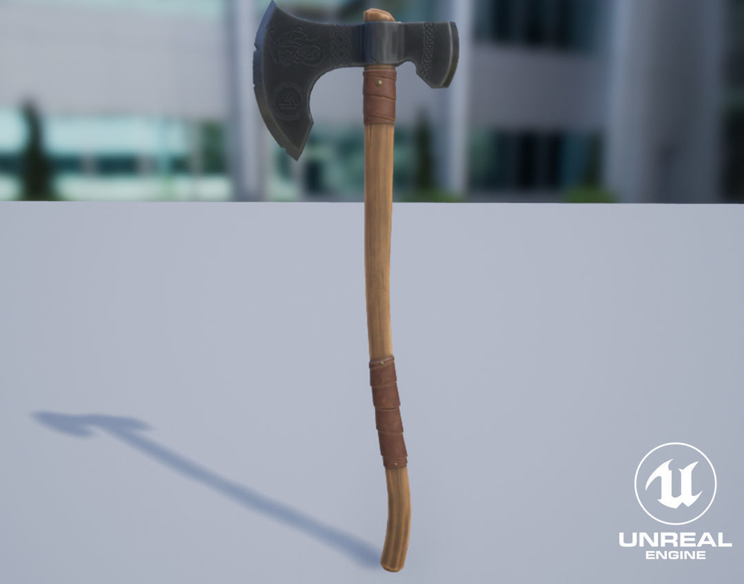 Viking Weapons - Large Axe II Low-poly 3D model_6