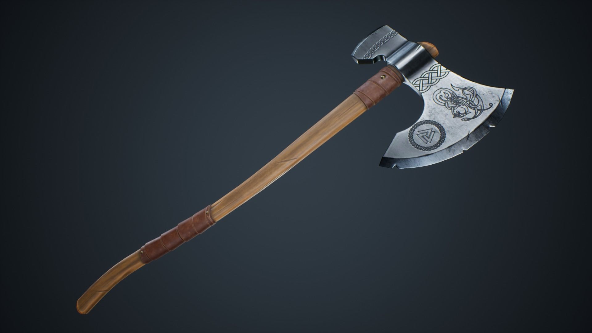 Viking Weapons - Large Axe II Low-poly 3D model_1