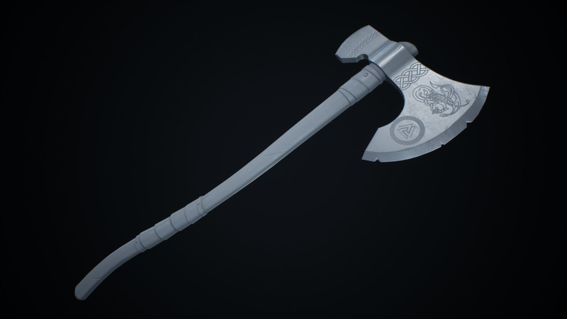Viking Weapons - Large Axe II Low-poly 3D model_4