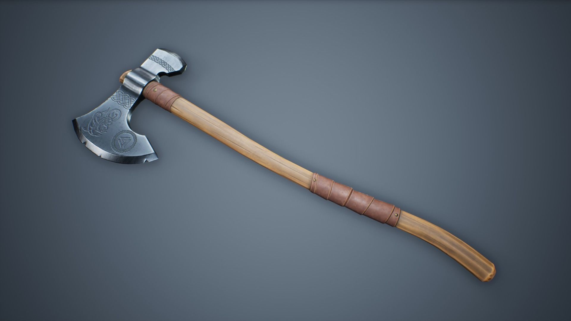 Viking Weapons - Large Axe II Low-poly 3D model_5