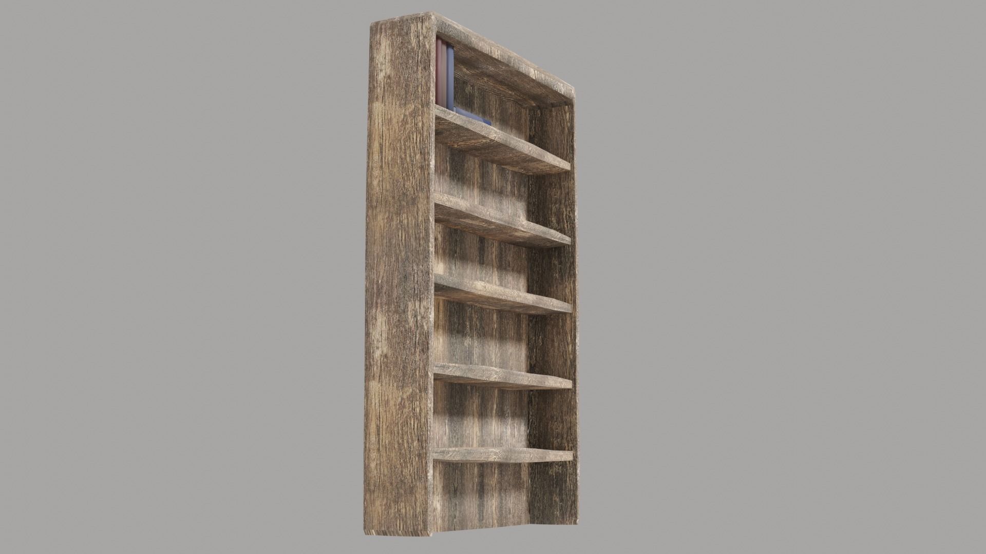 Bookcase wooden Low-poly 3D model_1