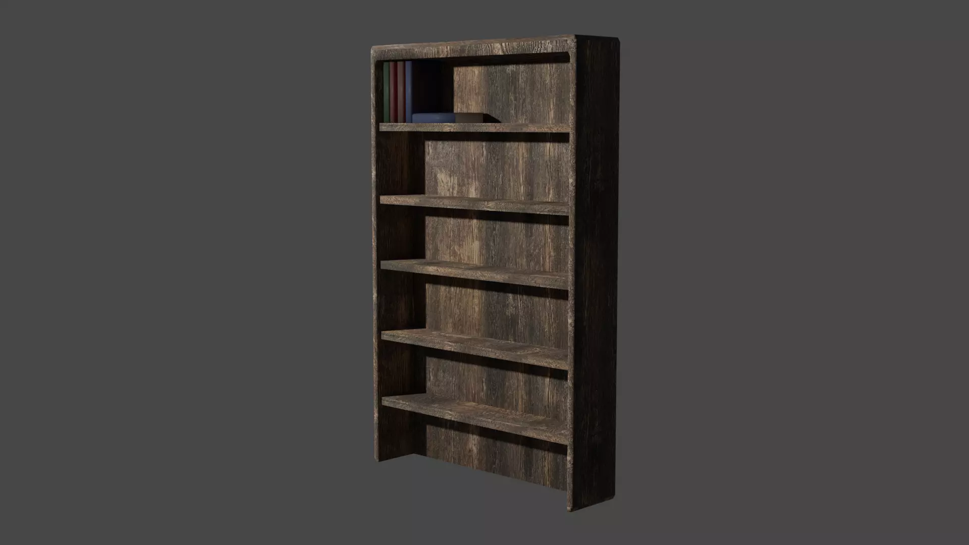 Bookcase wooden Low-poly 3D model_0