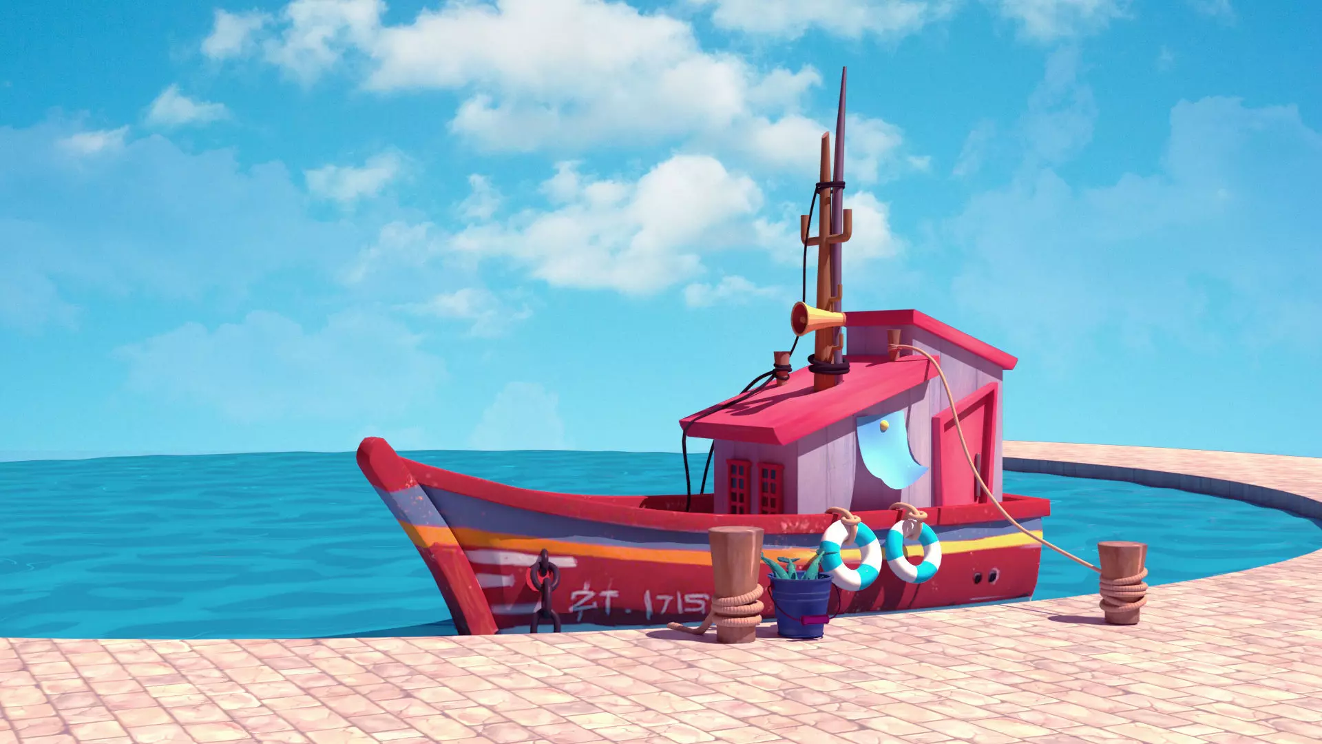 boat stylized 3d Low-poly 3D model