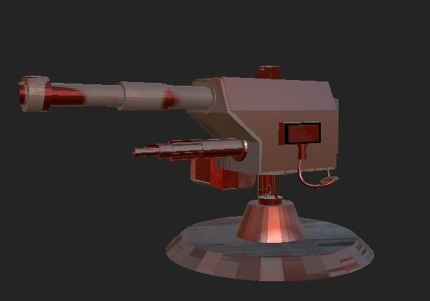 The turret gun Low-poly 3D model_1