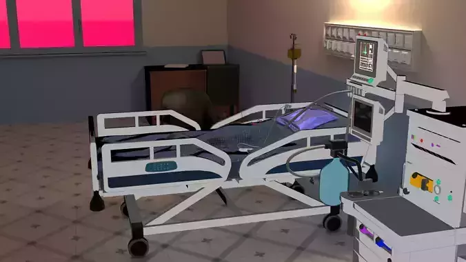 hopital room rigged and animation 3D model