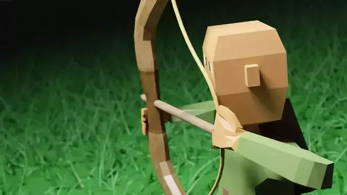 Low-Poly archer bow arrow Low-poly 3D model Low-poly 3D model