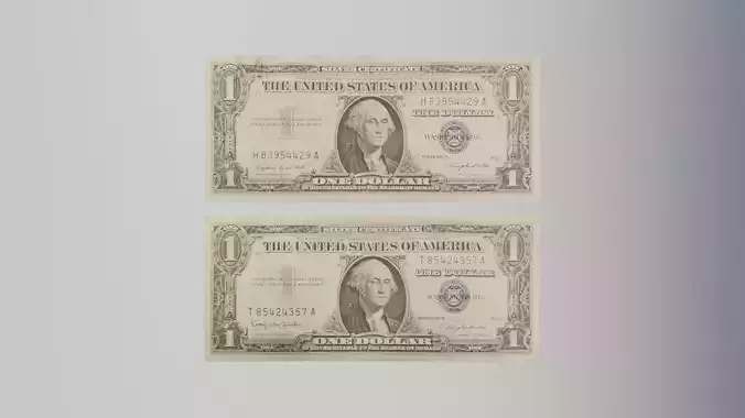 Silver certificate American dollar bills  Low-poly 3D model