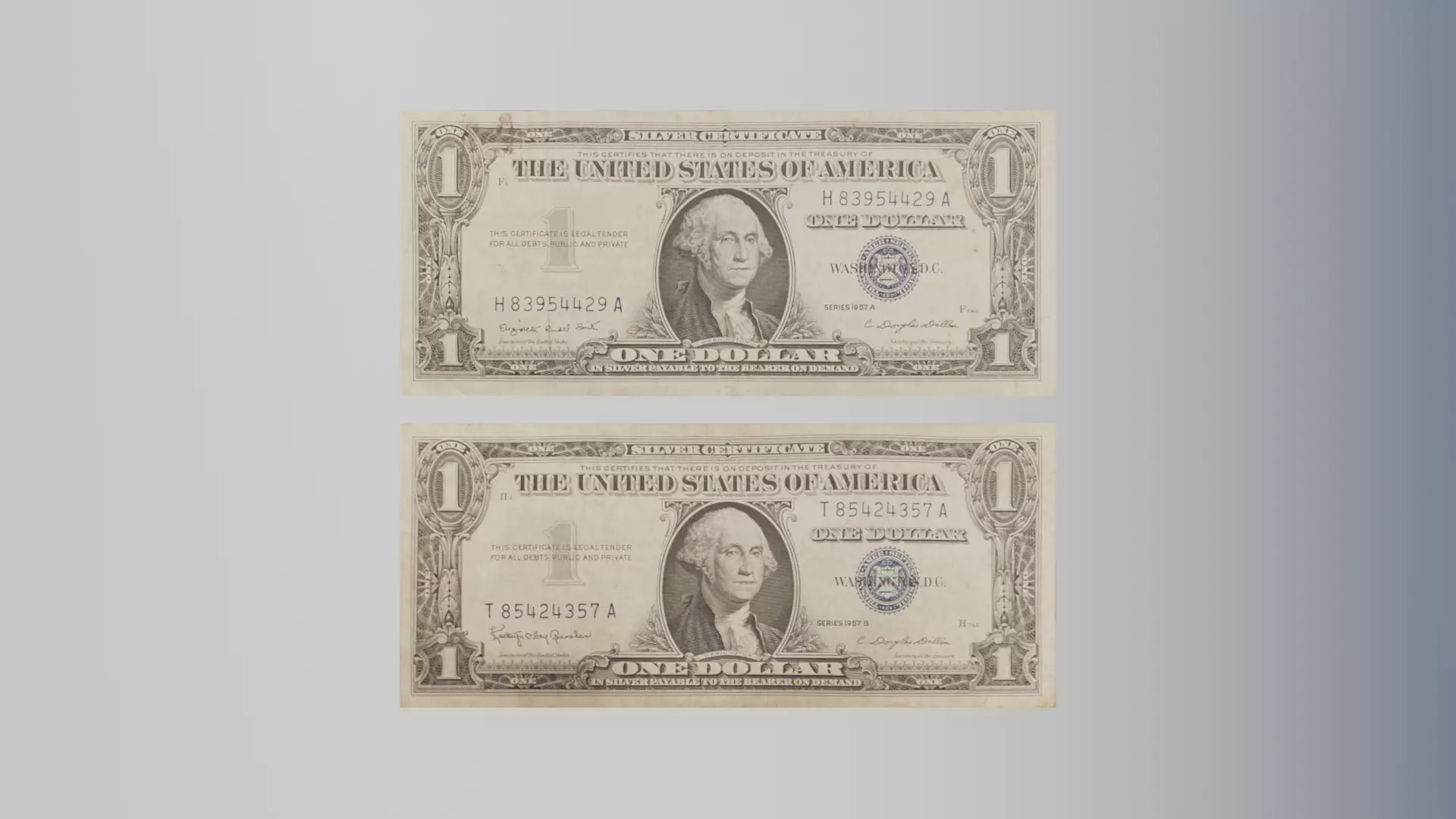 Silver certificate American dollar bills Low-poly 3D model
