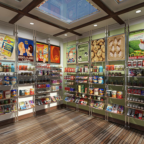 Grocery - Convenient Store Scene 3D model 2
