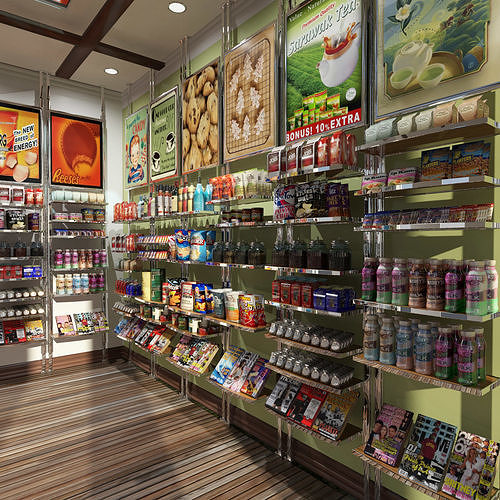 Grocery - Convenient Store Scene 3D model 4