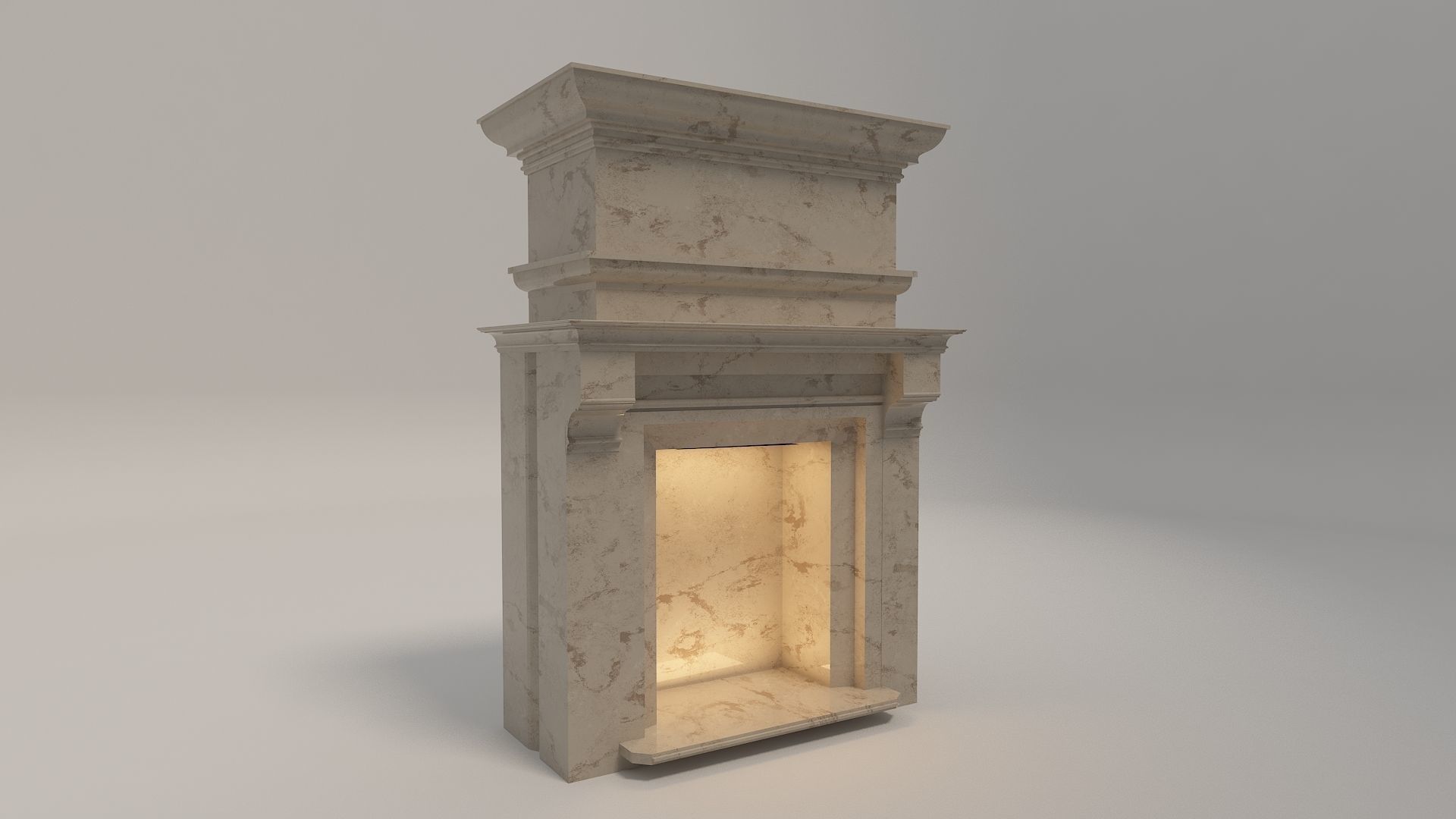 Classical Fireplace Free Free low-poly 3D model_2
