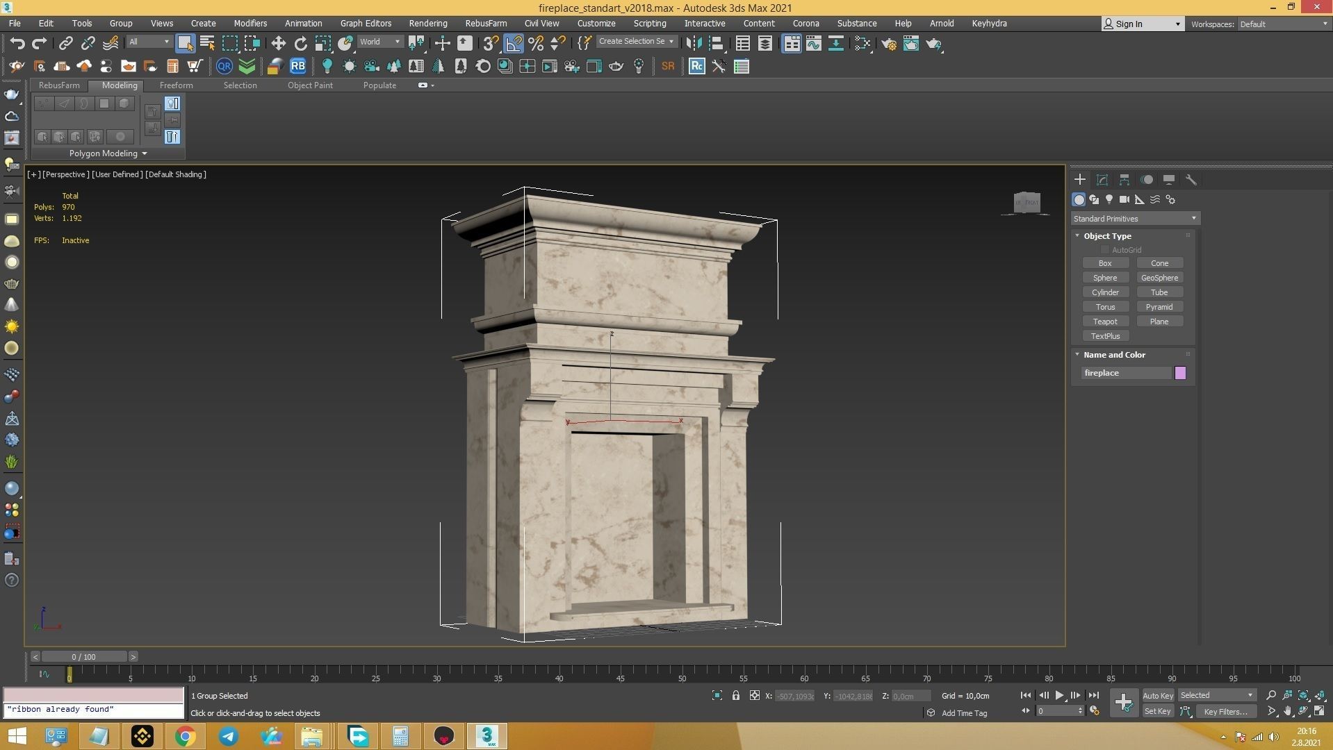 Classical Fireplace Free Free low-poly 3D model_4