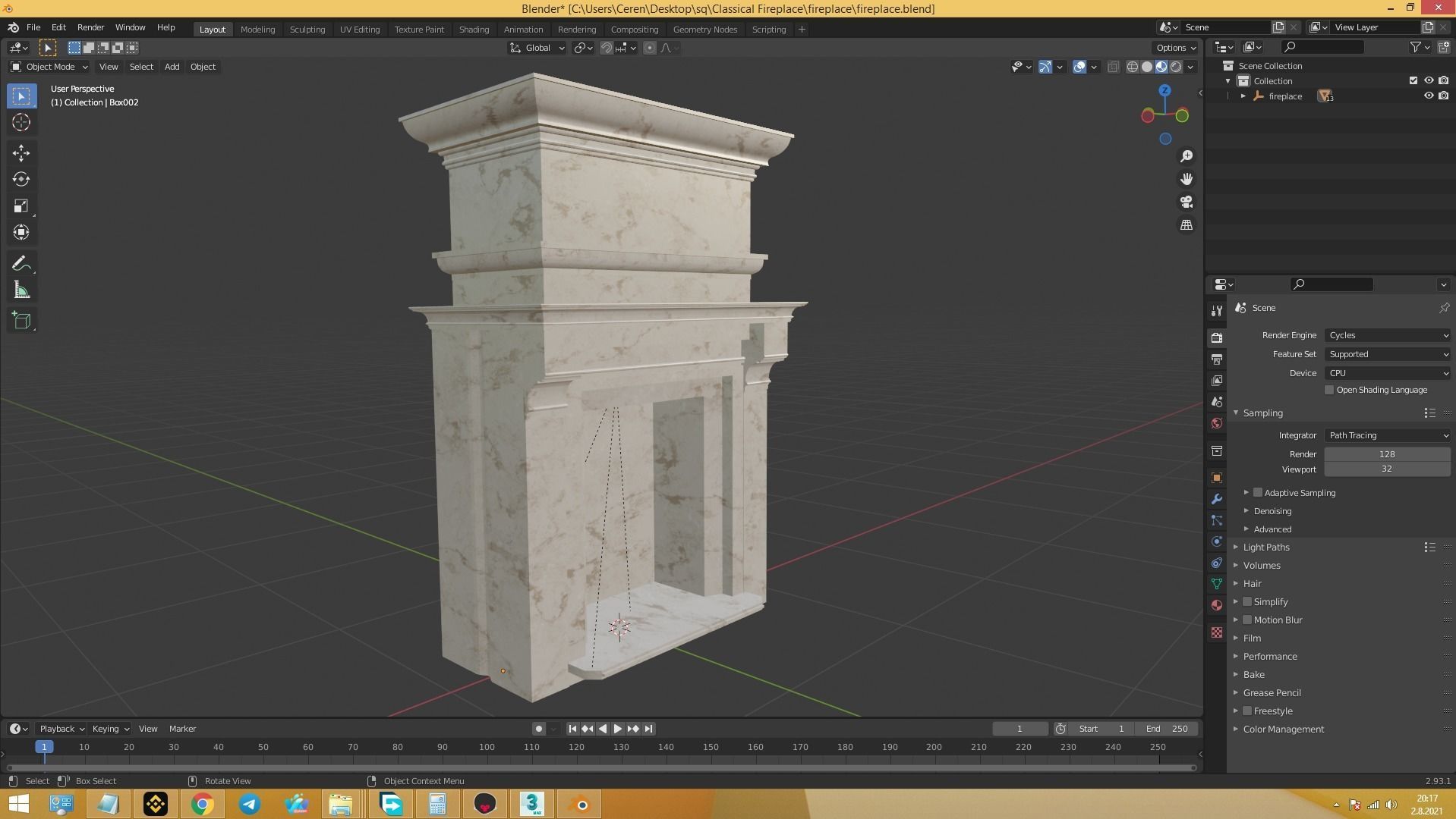 Classical Fireplace Free Free low-poly 3D model_5