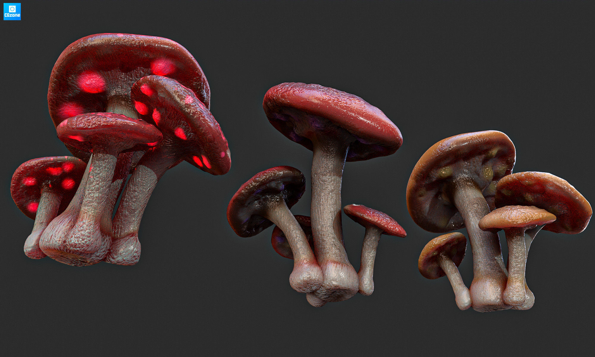 Magic mushroom Low-poly 3D model_6