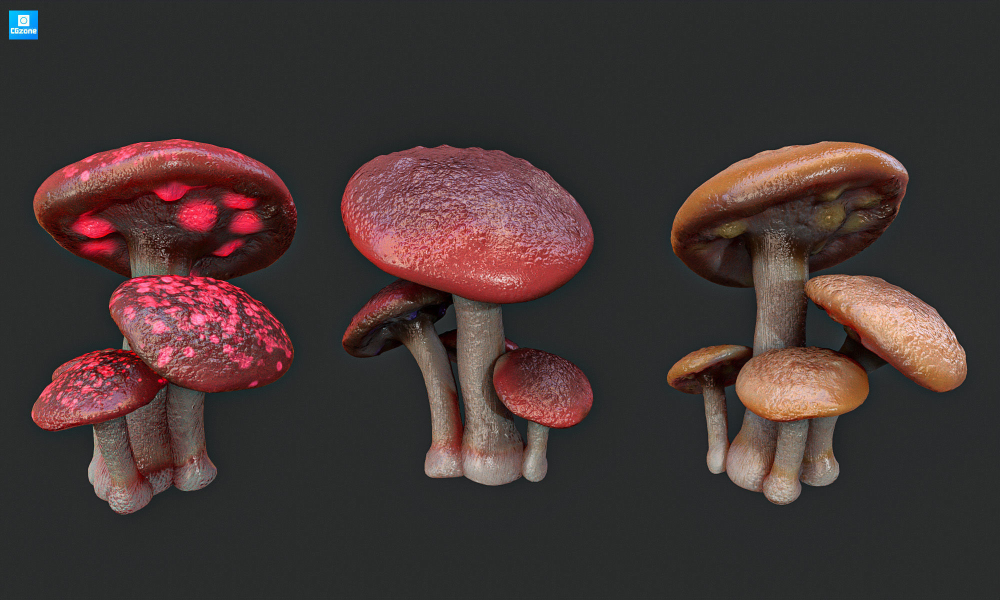 Magic mushroom Low-poly 3D model_1
