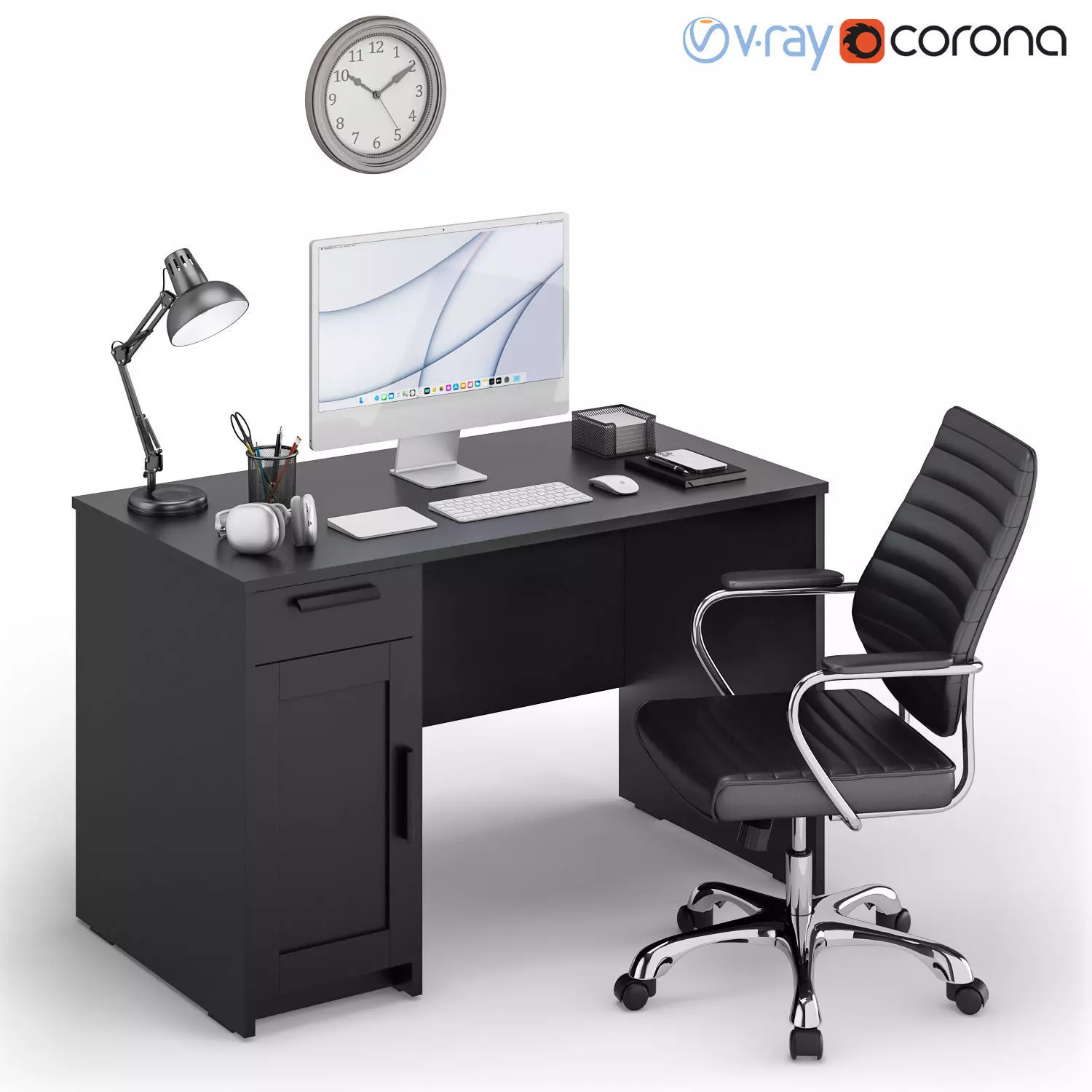 Workplace iMac Silver 3D model