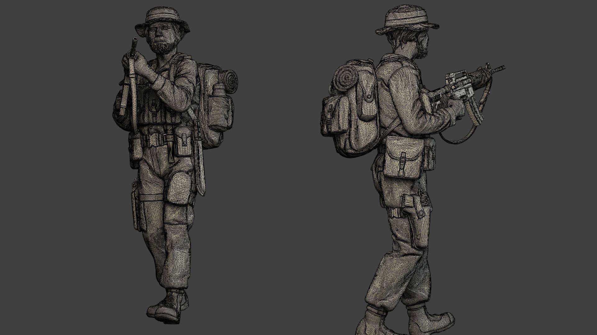 Modern Jungle Soldier Walk5 MJS1 3D print model_12