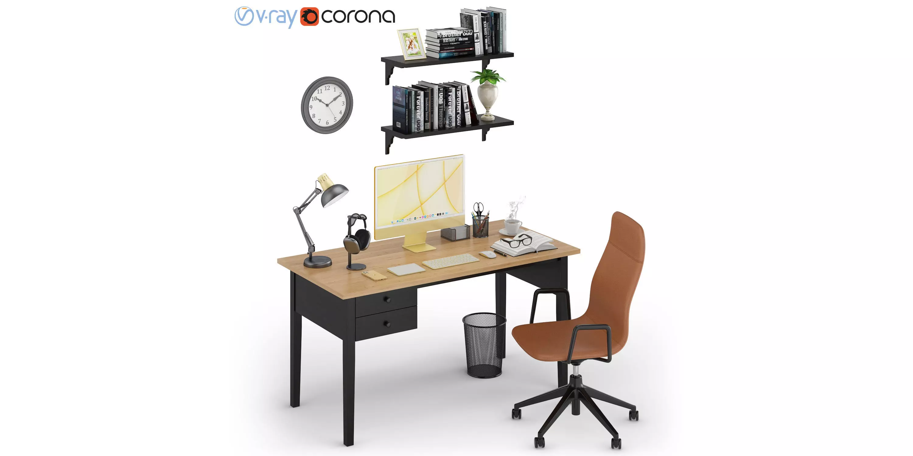 Workplace iMac Yellow 3D model