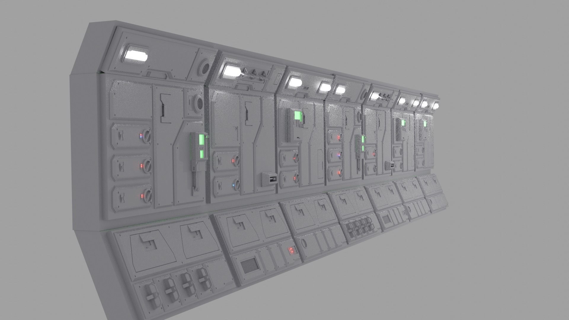 Sci-Fi Wall Panels Kit  - 21 Parts - Props 3D model_16