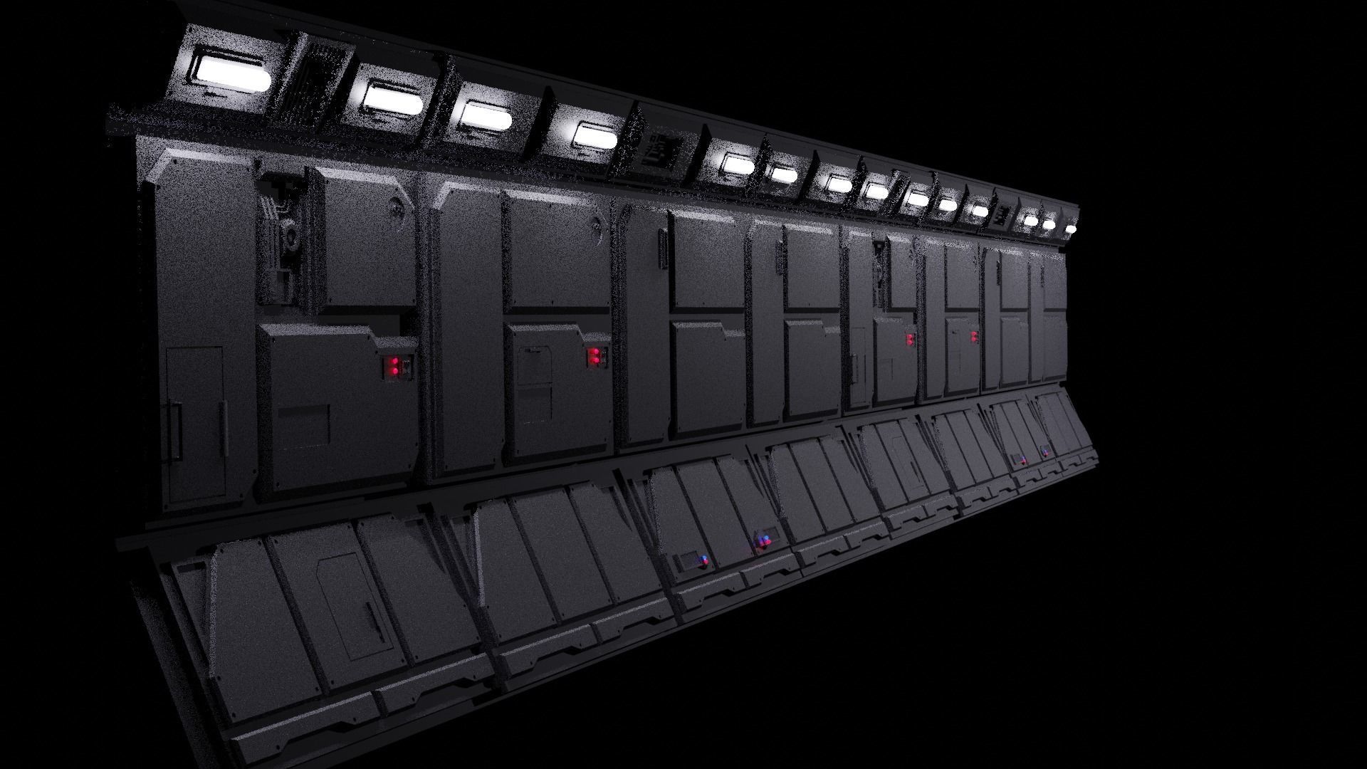 Sci-Fi Wall Panels Kit  - 21 Parts - Props 3D model_12