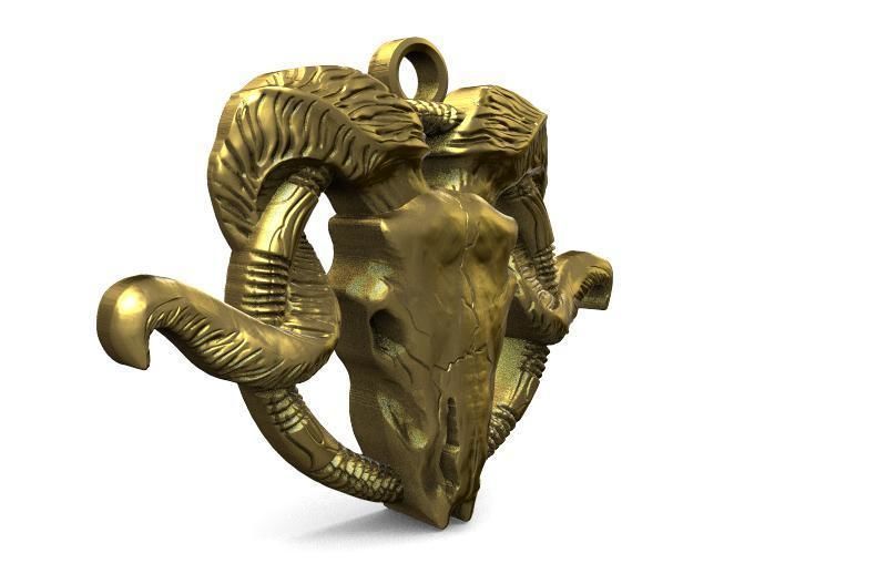 Ram skull pendant 3D print model_1