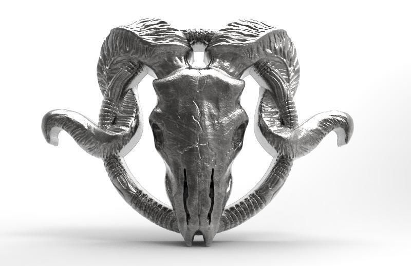 Ram skull pendant 3D print model_4