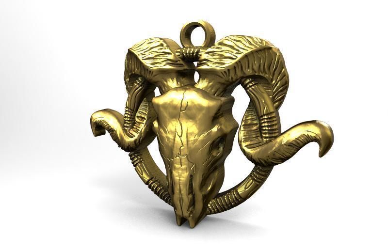 Ram skull pendant 3D print model_3