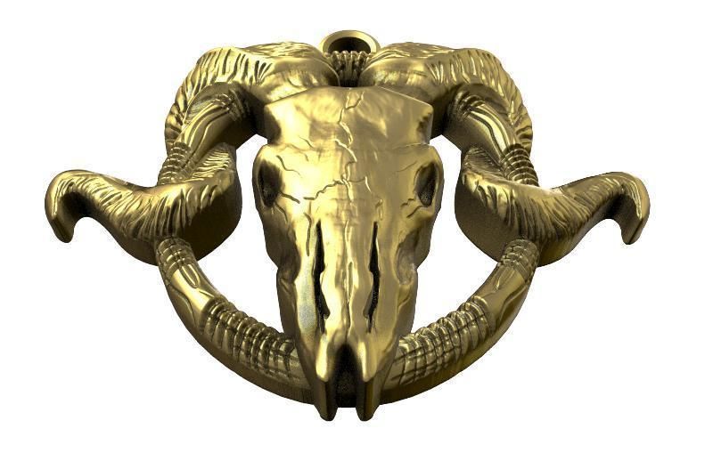 Ram skull pendant 3D print model_2
