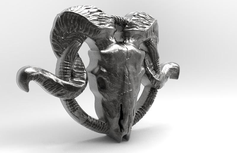 Ram skull pendant 3D print model_5