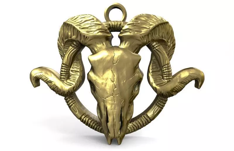 Ram skull pendant 3D print model_0