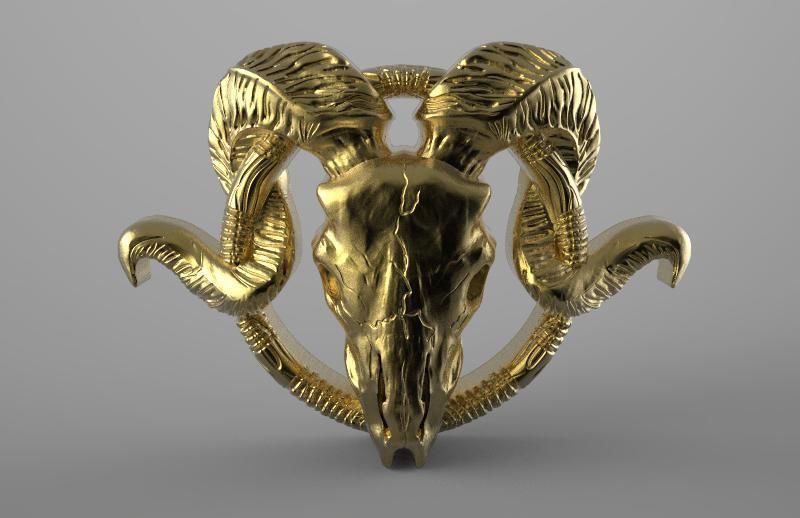 Ram skull pendant 3D print model_6