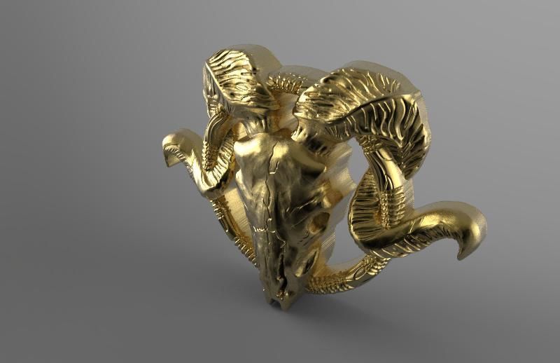 Ram skull pendant 3D print model_7