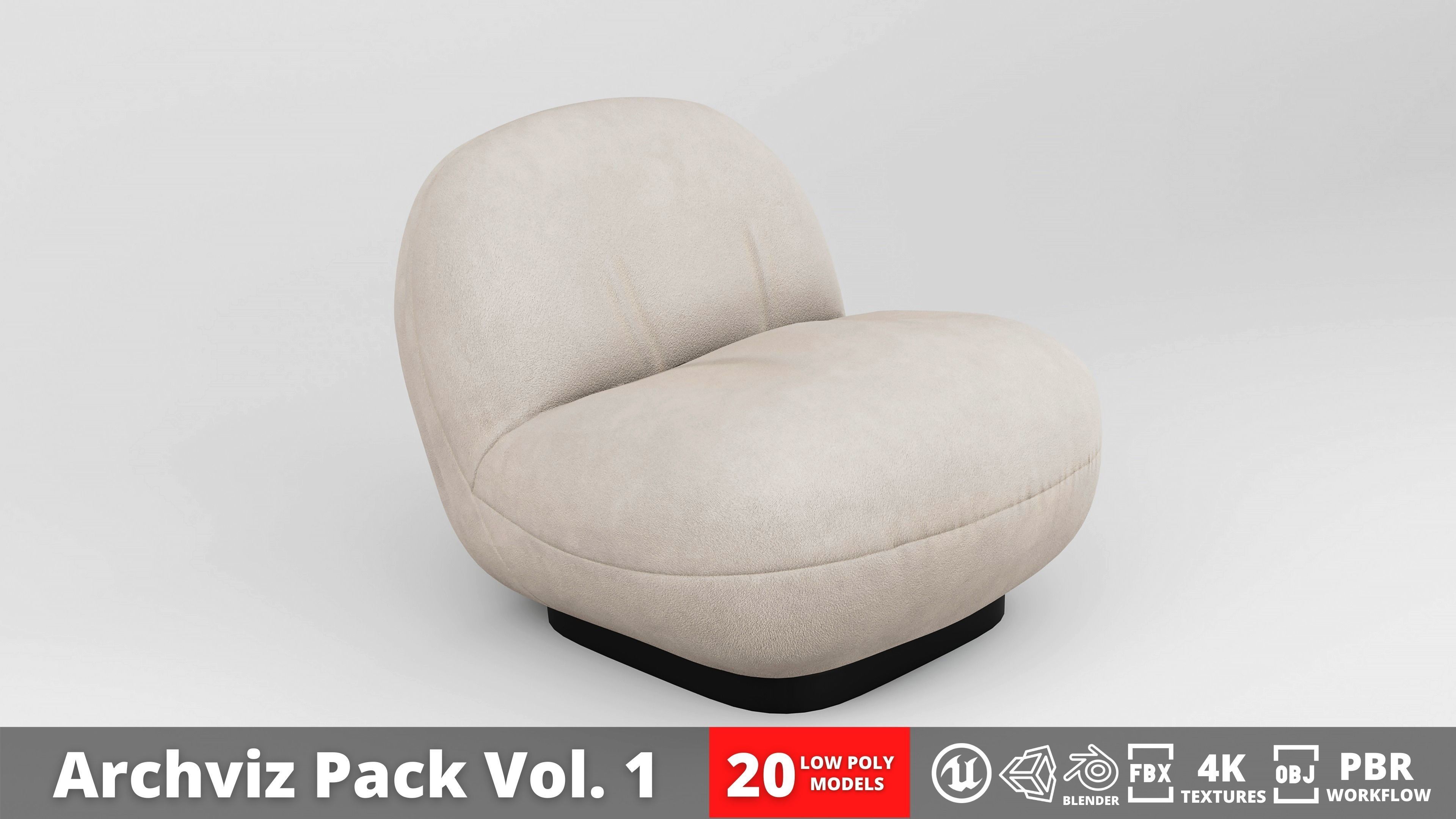 Furniture Pack - Curved - Archviz Vol 1 Low-poly 3D model_10
