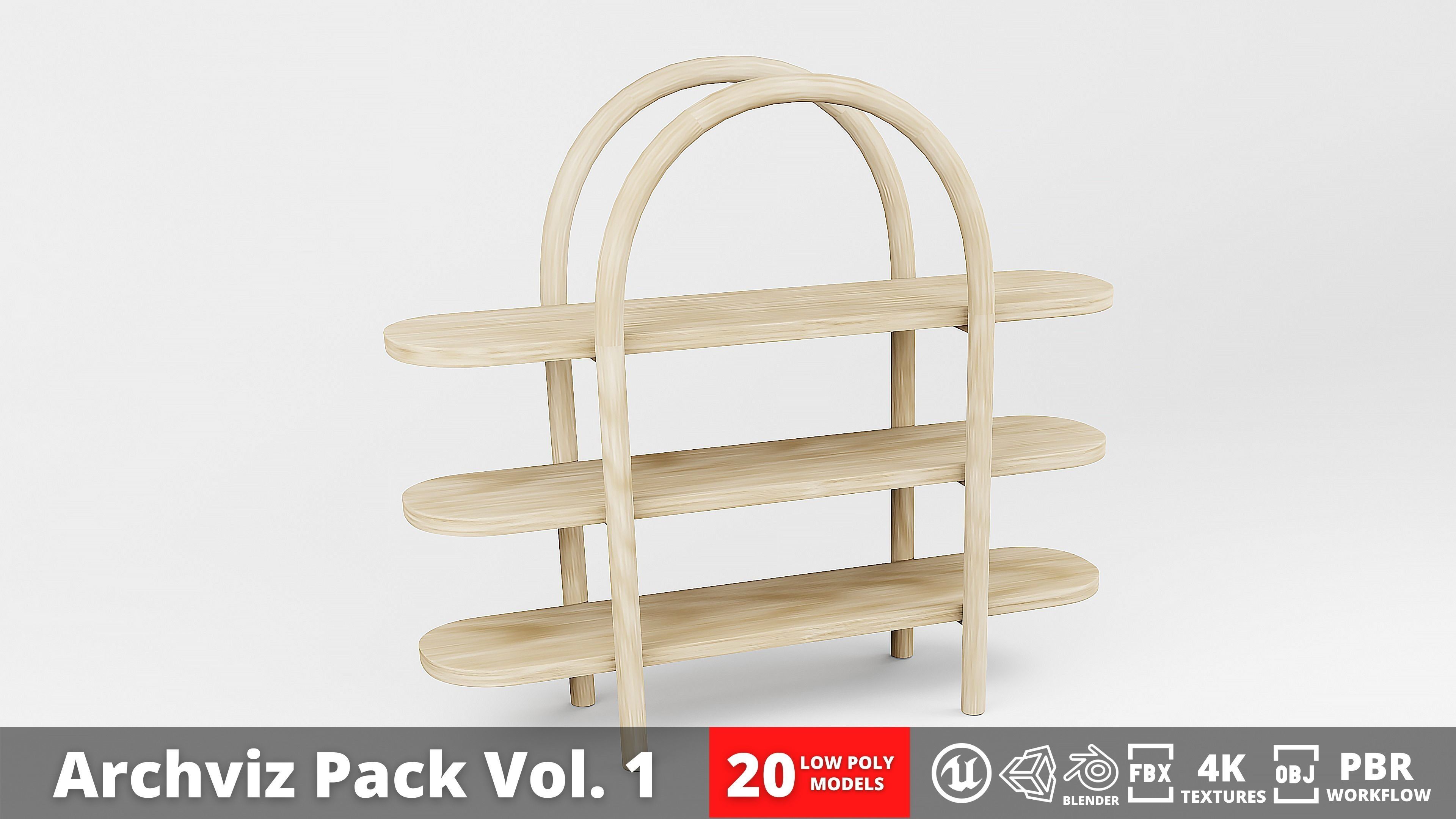 Furniture Pack - Curved - Archviz Vol 1 Low-poly 3D model_9