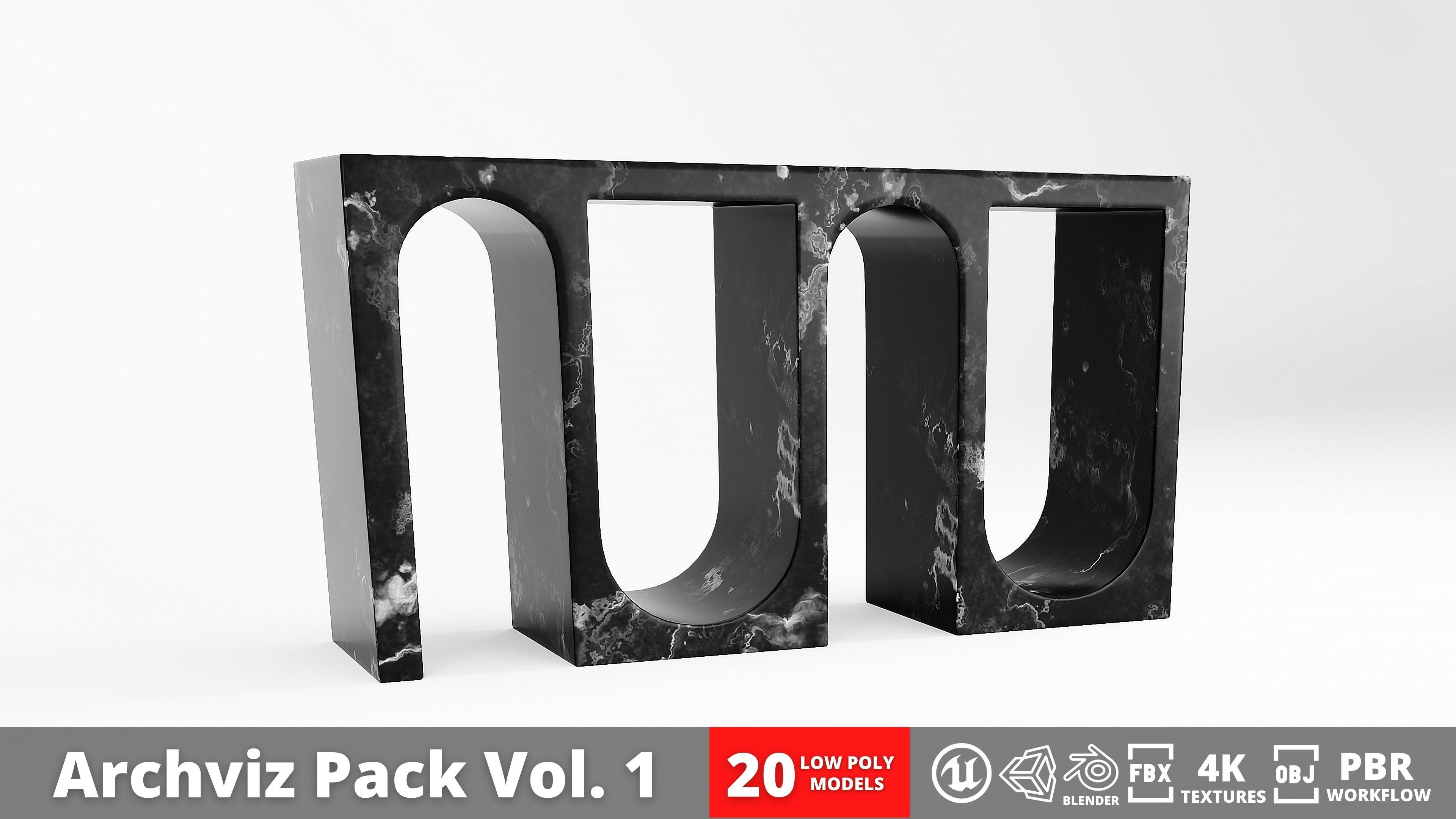 Furniture Pack - Curved - Archviz Vol 1 Low-poly 3D model_19