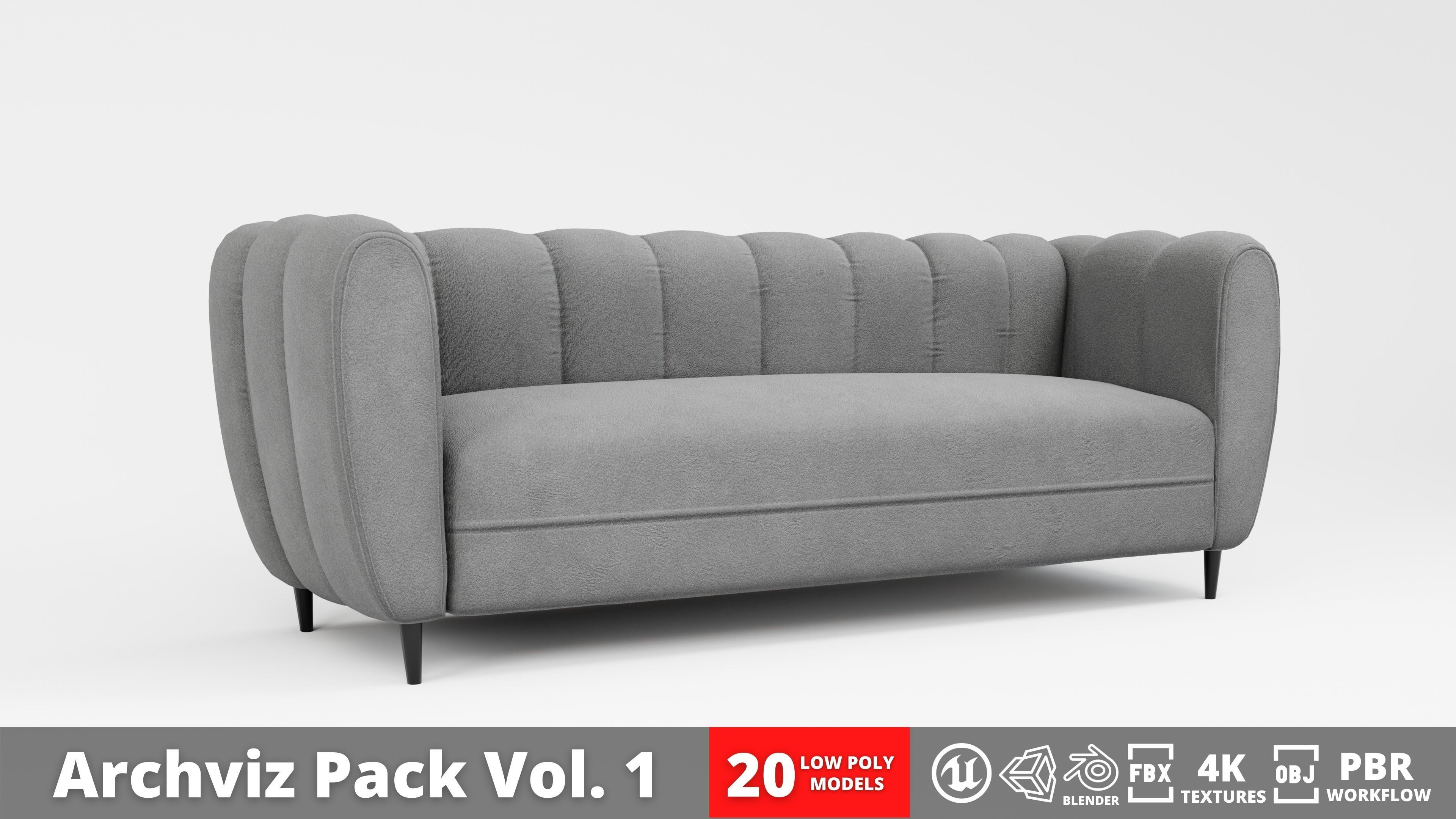 Furniture Pack - Curved - Archviz Vol 1 Low-poly 3D model_2