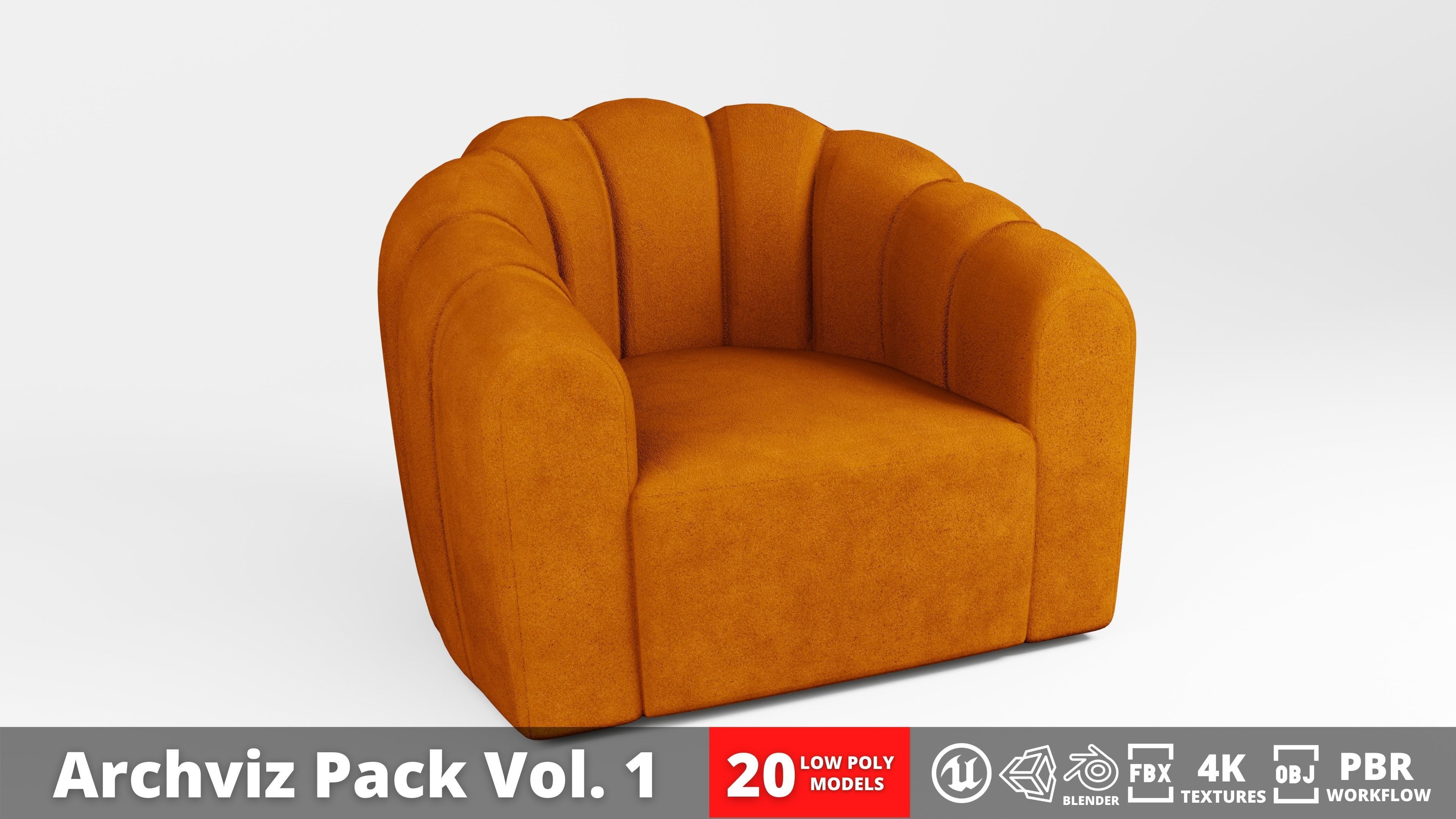 Furniture Pack - Curved - Archviz Vol 1 Low-poly 3D model_4