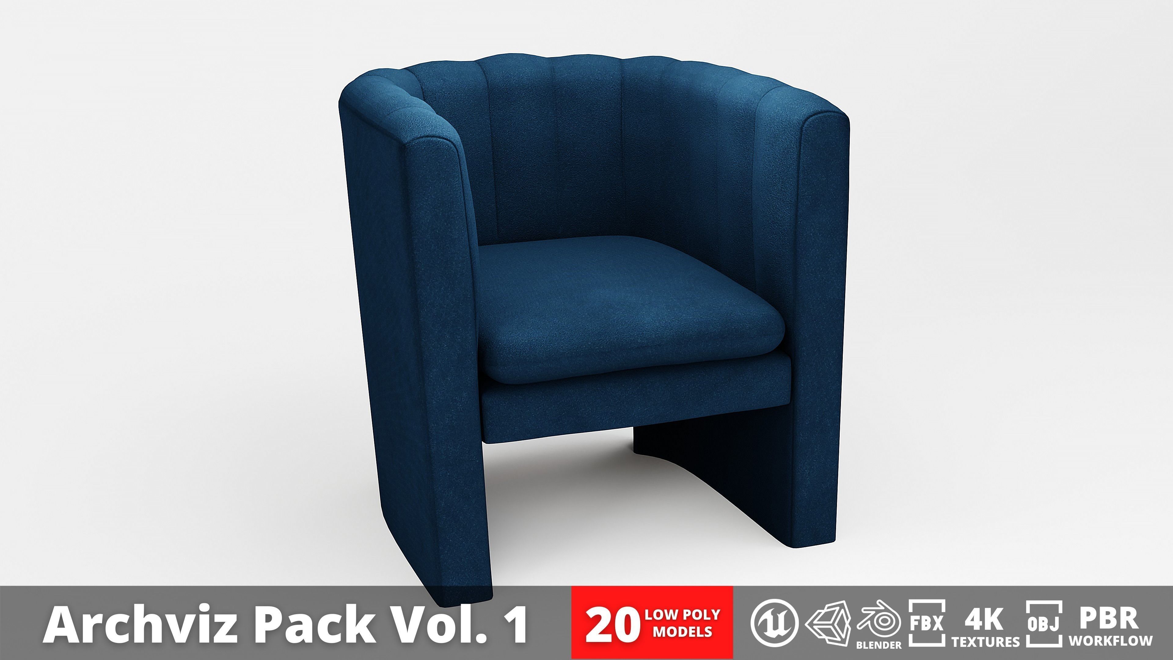 Furniture Pack - Curved - Archviz Vol 1 Low-poly 3D model_6