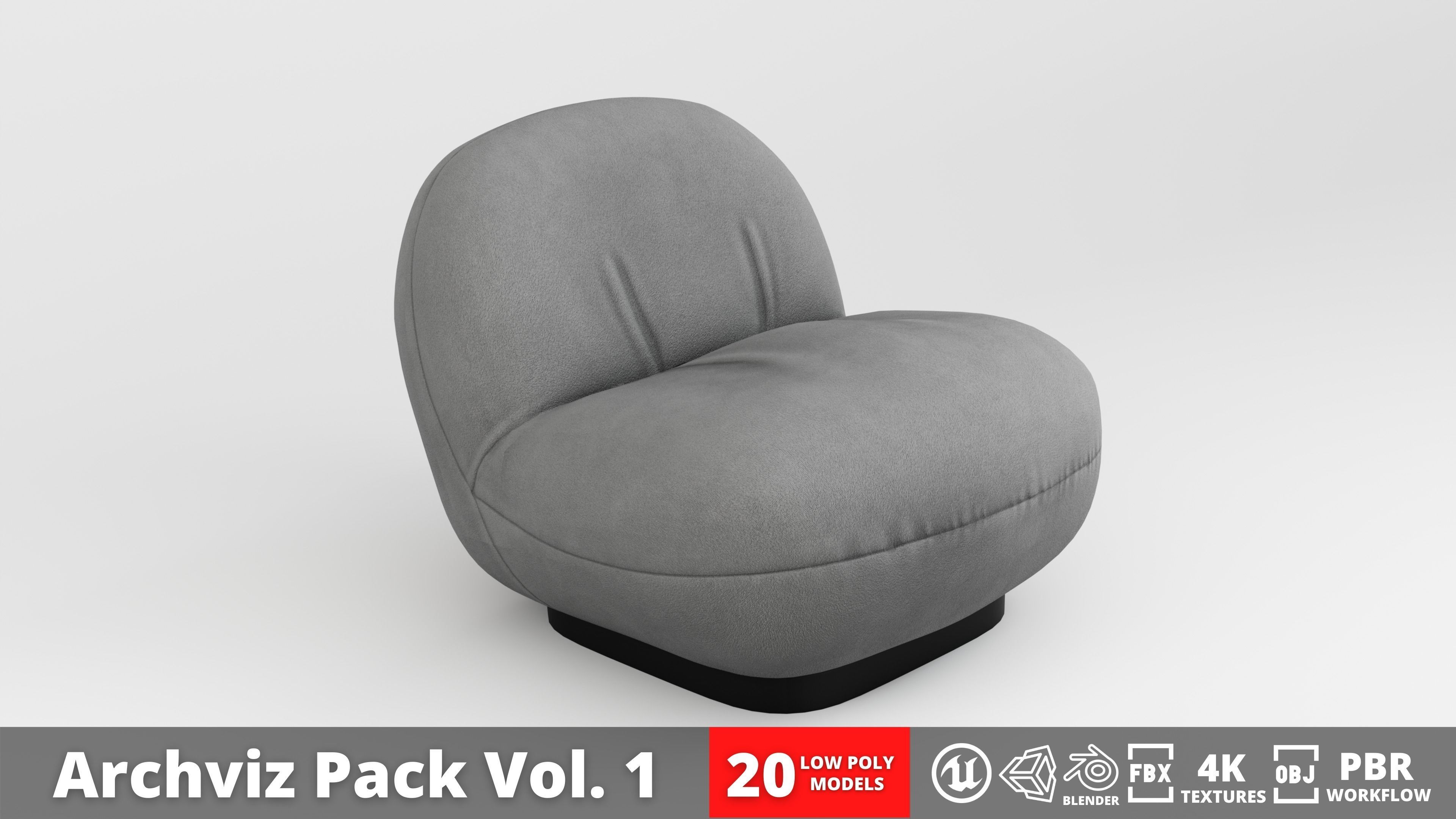 Furniture Pack - Curved - Archviz Vol 1 Low-poly 3D model_11